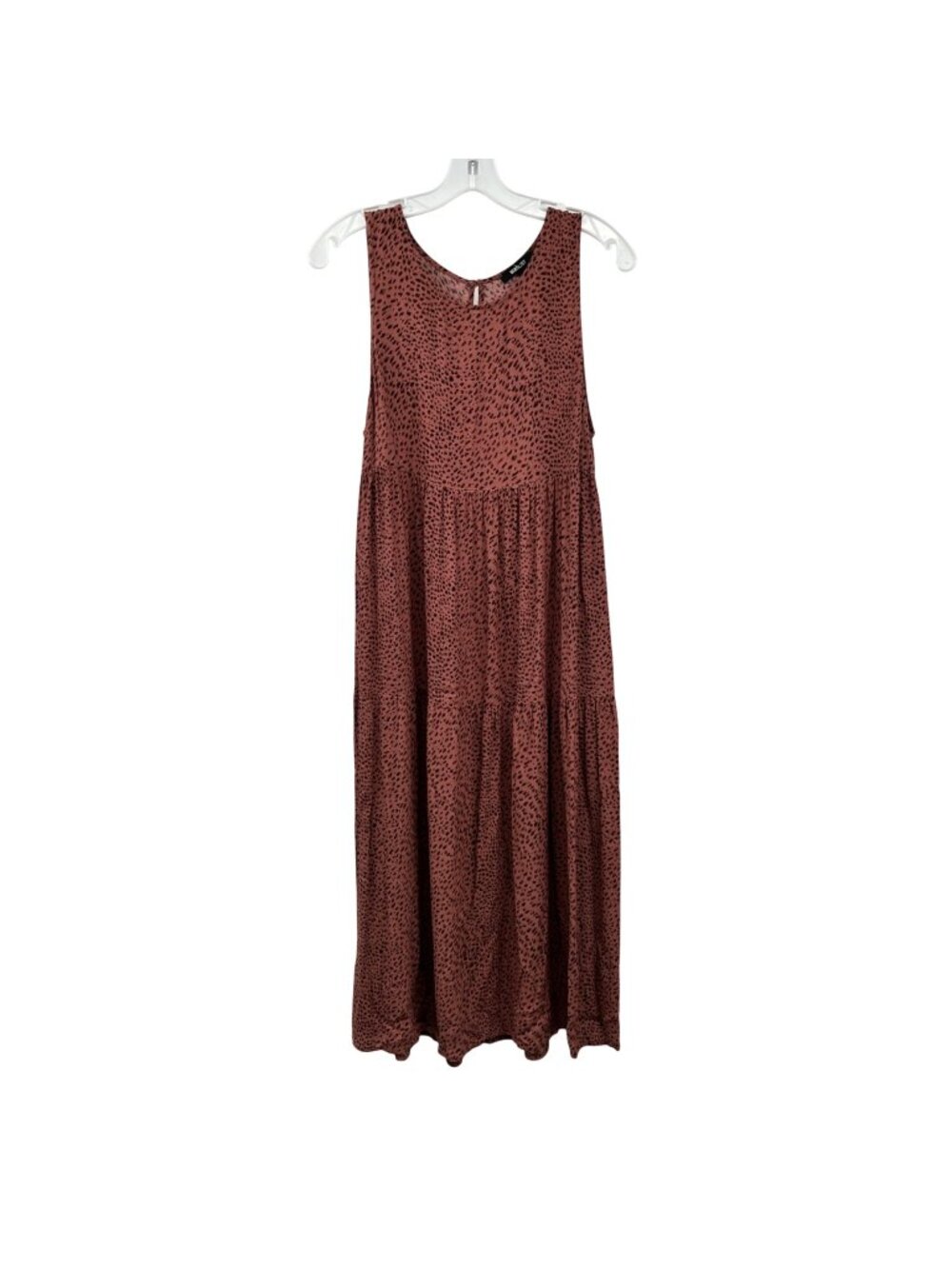 WISHLIST Midi Print Dress Sleeveless Rosewood/Black Size Large Pockets